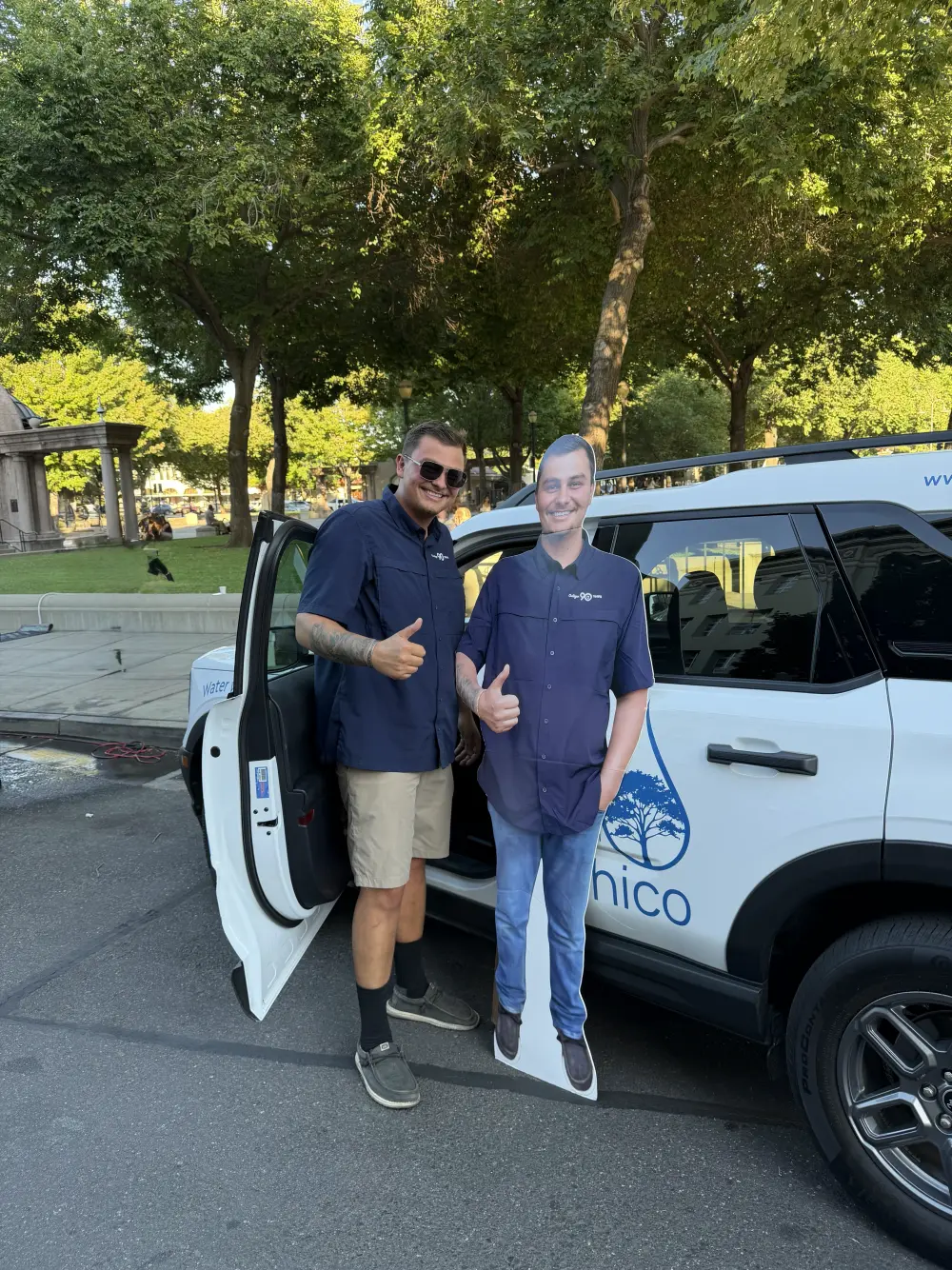 Chase from Culligan of Chico by the company vehicle